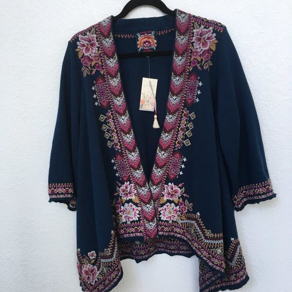Johnny Was Sweaters - Johnny Was JWLA Cotton Knit Cardigan L NWT